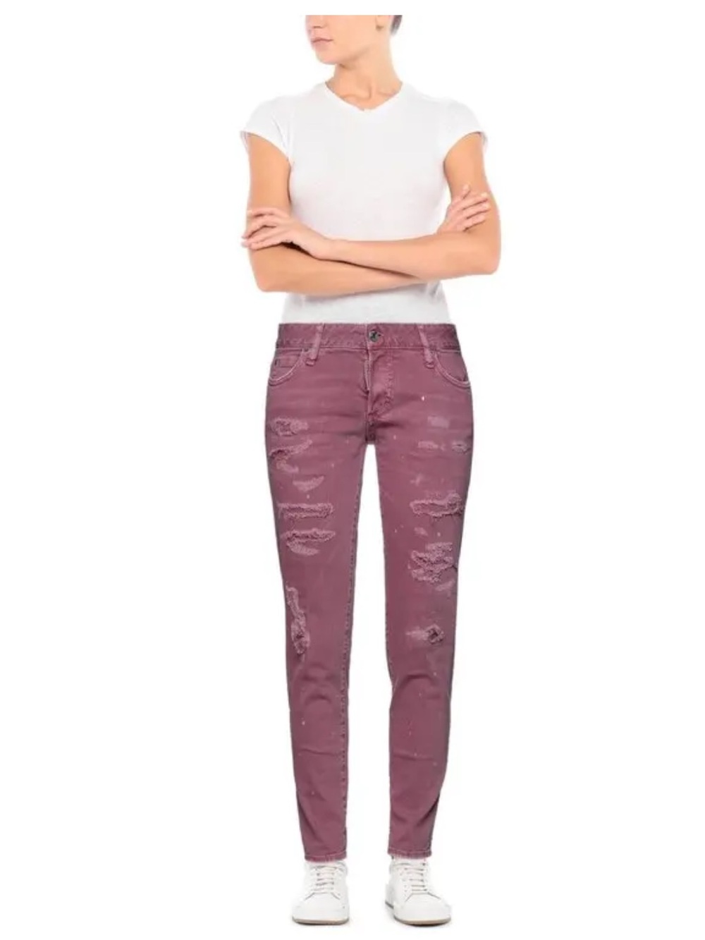 NWT DSQUARED2 Skinny Dan destroyed jeans in dark pink $667
